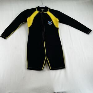 Realon Wetsuit Sz XL Long Sleeve Scuba Neoprene 3/4mm Full Suit Back Zip Yellow